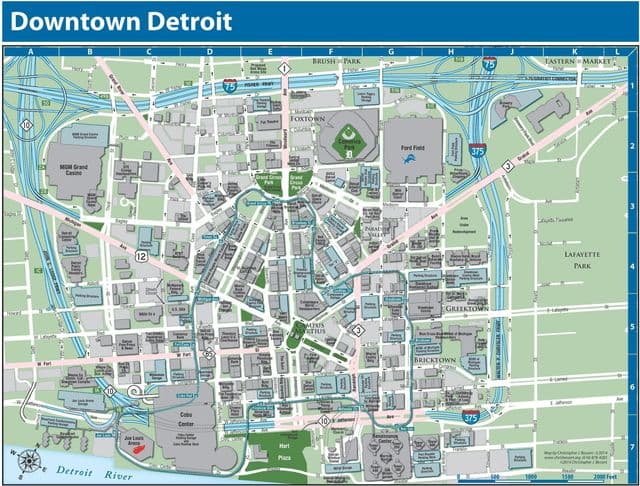 Plan du centre ville de Detroit