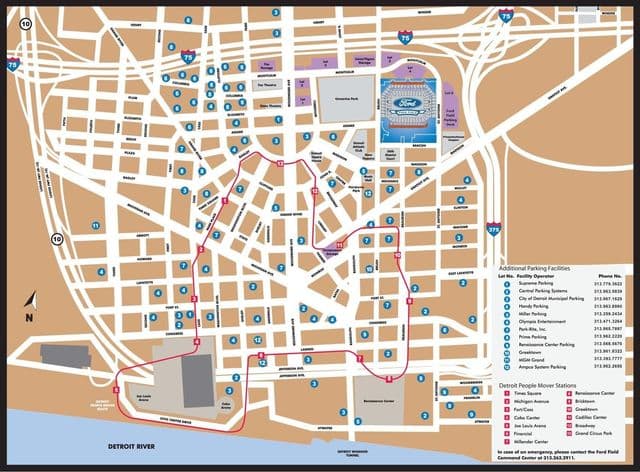 Plan des stations de metro de Detroit