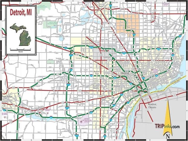 Plan des routes de Detroit