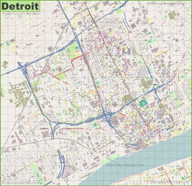 Plan des rues de Detroit