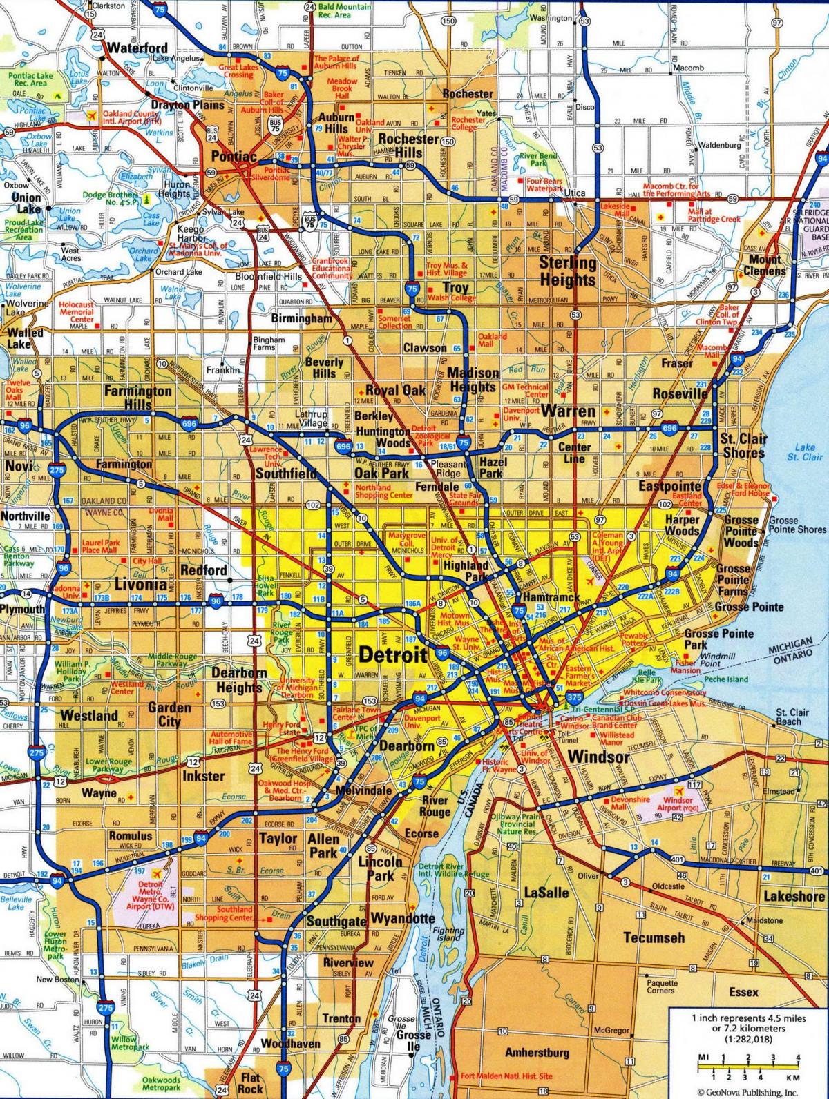 Plan de la ville de Detroit