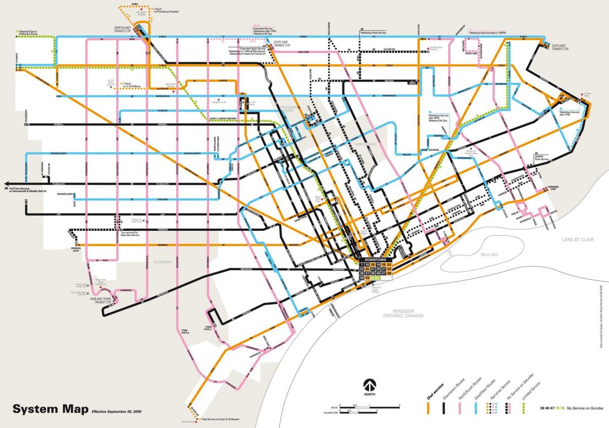 Plan des transports publics de Detroit