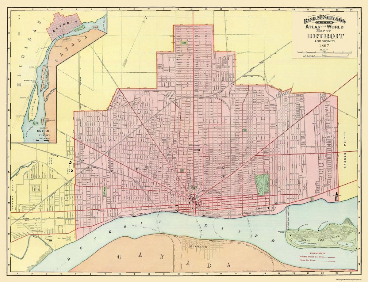 Plan antique de Detroit